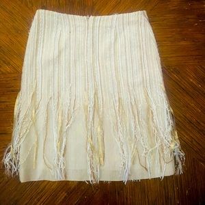 ARCHETYPE Ivory Gold Fringe Tweed Skirt Sz 1
